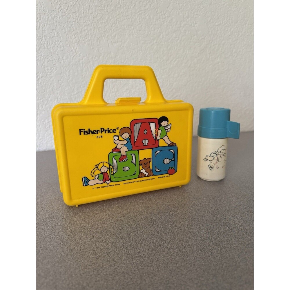 Vintage Fisher Price Lunch Box & Thermos 1979 Kids Toy Case #638